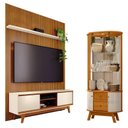 Ver imagem 1 de Estante Home Theater com Bancada Suspensa Milo com Cristaleira Moss Cinamomo Off White - Madetec
