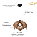 Ver imagem 3 de Luminária Lustre Pendente E27 Madeira Teto Sala Cozinha Lúpulo G Cor Pau Ferro