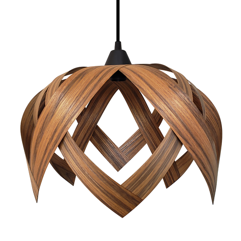 Luminária Lustre Pendente E27 Madeira Teto Sala Cozinha Lúpulo G Cor Pau Ferro