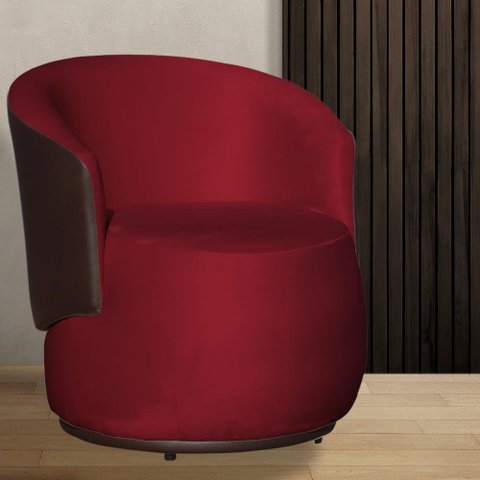 Poltrona Organica Beatriz Veludo Vermelho C/ Composê Corano Marrom - Lm Decor