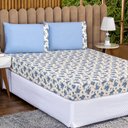 Ver imagem 1 de Jogo de Lençol Casal Padrão 3 Peças 100% Algodão Floral Azul