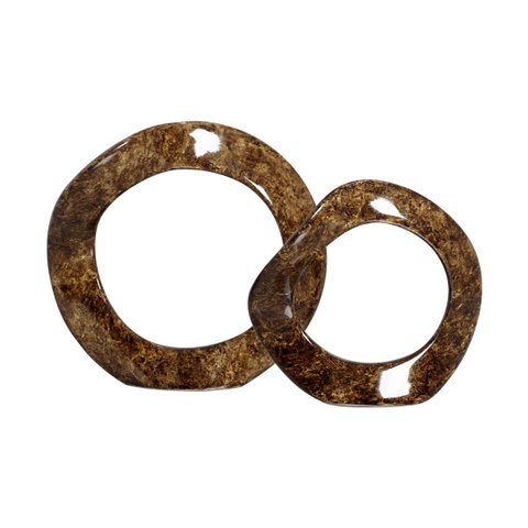 Dupla de Esculturas de Mesa de Cerâmica Marrom Petra Anel