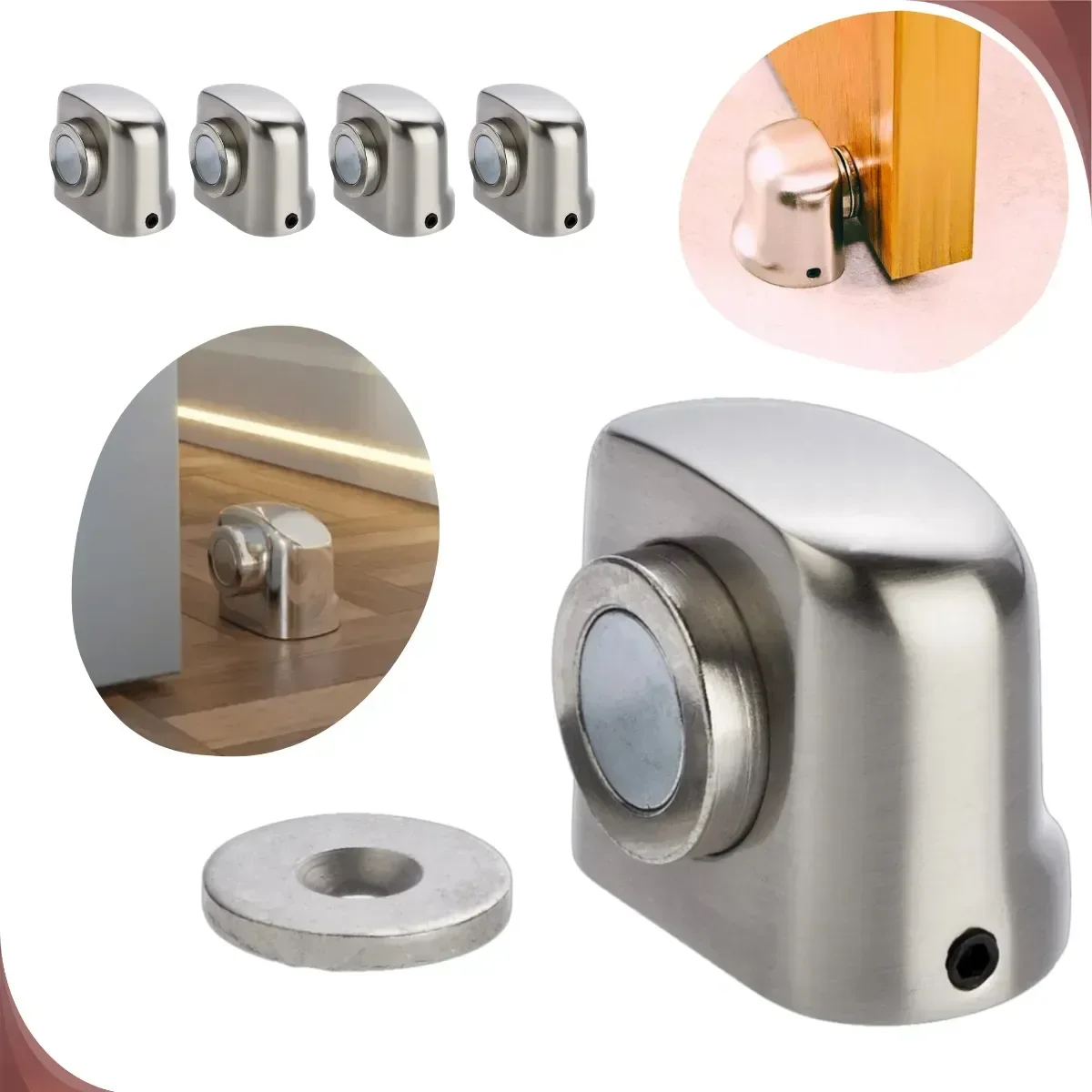 Ver imagem 2 de Fixador de Porta Magnético com Imã para Piso Prata Re164 Snel Home