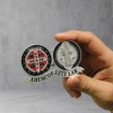 Ver imagem 4 de Adorno Medalhão de Mesa Medalha de São Bento Metal Prateado