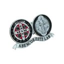 Ver imagem 1 de Adorno Medalhão de Mesa Medalha de São Bento Metal Prateado