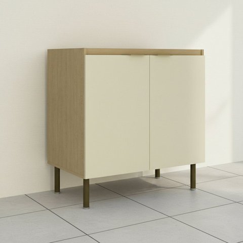 Balcão 80cm com 2 Portas 1 Prateleira Nanda Bege/Nature/Arenas