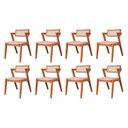 Ver imagem 3 de Kit 8 Cadeiras Madeira Maciça Rattan de Fibra Natural Estofada Verona Espresso Móveis