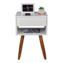 Ver imagem 1 de Kit 2 mesas de cabeceira Retro OFF WHITE 60cm de altura pés castanhos - enviamos montada