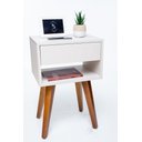 Ver imagem 3 de Kit 2 mesas de cabeceira Retro OFF WHITE 60cm de altura pés castanhos - enviamos montada