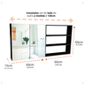 Nicho com Divisória Armário 2 Portas Espelheiro Prático Moderno Organizador 60x60x15cm Preto - 2