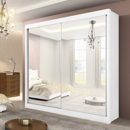 Guarda Roupa Casal Com Espelho 2 Portas 6 Gavetas Las Vegas D'Doro Móveis Branco - 2