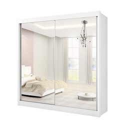 Guarda Roupa Casal Com Espelho 2 Portas 6 Gavetas Las Vegas D'Doro Móveis Branco - 1
