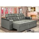 Ver imagem 1 de Sofá 3 Lug Retrátil Reclinável Glamour 2,25m Suede Cinza- WS