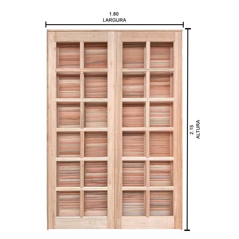 Porta Balcão de Abrir / Abrir de Madeira Padrão Cedro Reto Bat.14 Cm- 2.15 (a) X 1.80 (l) - 5