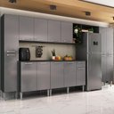 Ver imagem 1 de Armário Cozinha Modulada Completa 329,5cm Pequim Top Multimóveis Mp3755 Preto/lacca Fumê