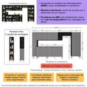 Ver imagem 3 de Armário Cozinha Modulada Completa 329,5cm Pequim Top Multimóveis Mp3755 Preto/lacca Fumê
