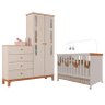Berço Americano e Guarda Roupa com Cômoda Antonella Off White Caramelo - Canaã - 1