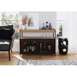 Aparador Buffet Bar York Estilo Industrial 100cm 02 Portas 27899 Artesano - Hanover/preto - 1