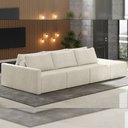 Ver imagem 1 de Sofá Ilha Modulado Milos 342cm Puff Lateral Bouclê Bege G33 - Gran Belo