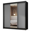 Ver imagem 3 de Guarda-roupa Casal 3 Portas de Correr com Espelho Preto/cinza Nobre Madesa