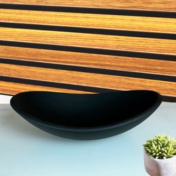 CUBA DE VIDRO OVAL 38CM PRETO FOSCO - 1