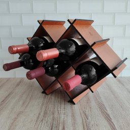 Adega De Mdf Envernizado Para Mesa Com 8 Nichos Suporte Porta Garrafas De Vinho Sulartes - 4