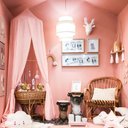 Ver imagem 2 de Dossel Rosa Claro com Anel de Metal para Teto