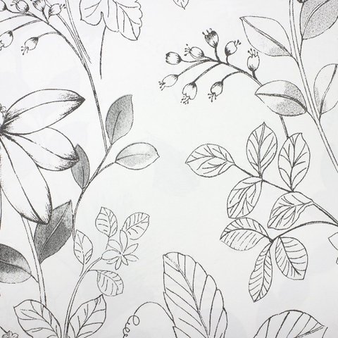 Papel de Parede Floral Preto e Branco com Cola Inclusa