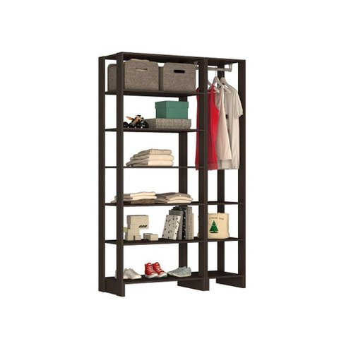 Smart Closet Yes Com Cabideiro E 9 Prateleiras Nova Mobile Grafite Intenso
