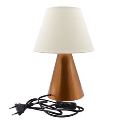 Abajur Luminária de Mesa Cone de Cobre com Cúpula Algodão Bege para Sala, Quarto ou Cabeceira Cama - 2