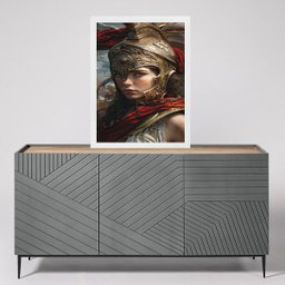 Quadro Deusa Atena - Guerreira 33x24cm - com Vidro:moldura Branca - 2