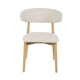 Cadeira de Jantar Frida Creme Base Madeira Assento e Encosto Estofado de Linho Sala de Estar Área - 2