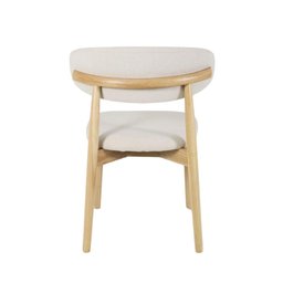 Cadeira de Jantar Frida Creme Base Madeira Assento e Encosto Estofado de Linho Sala de Estar Área - 5