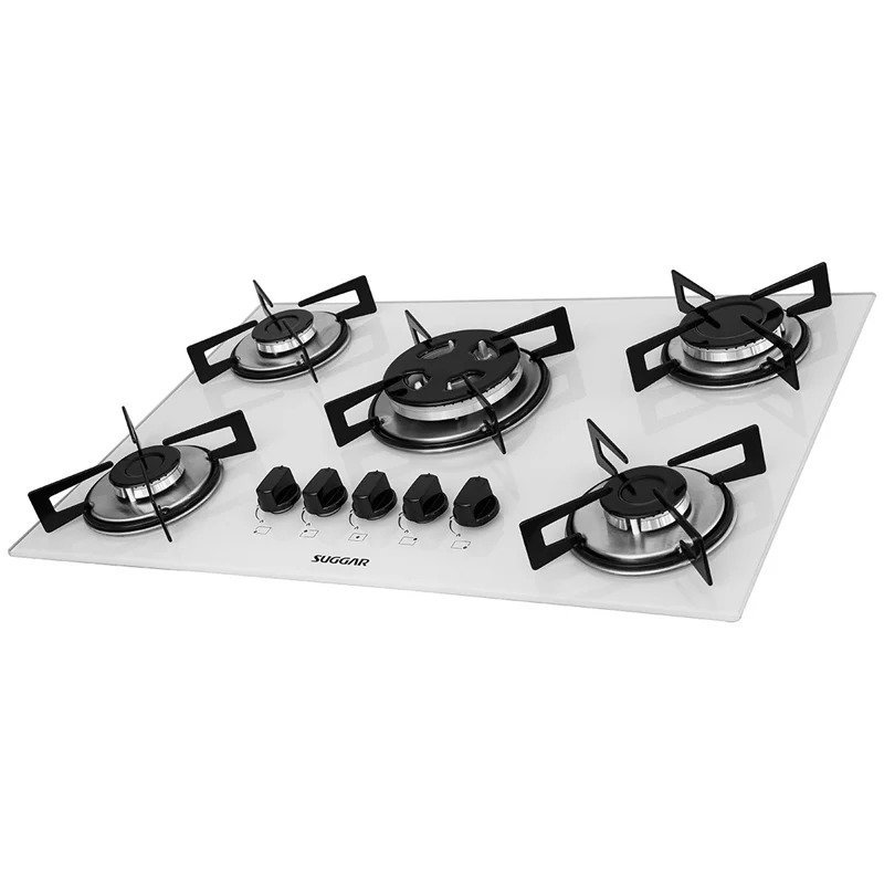 Cooktop Suggar 5 Bocas Trich Ferro Fundido Vidro Branco Bivolt FG5305FBR