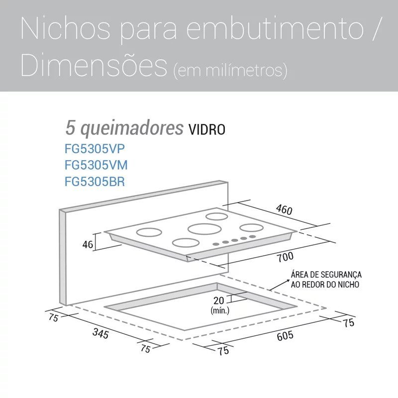 Cooktop Suggar 5 Bocas Trich Ferro Fundido Vidro Branco Bivolt FG5305FBR - 5