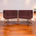 Ver imagem 2 de Kit 2 Poltronas para Sala de Recepção Luna Suede Cores Base de Ferro Bronze