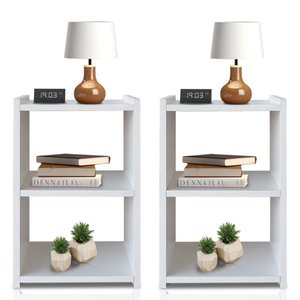 Kit 2 Mesas de Cabeceira Nicho 30 Cm Mdf Branco Mp
