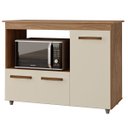 Ver imagem 1 de Balcão Multiuso Liza 114cm 2 Portas com Espaço para Microondas Cor:savana / Off White