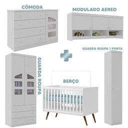 Conjunto Quarto De Bebê Completo 100% MDF Branco Eliana Shop JM Baby - 6 Conjunto Quarto De Bebê Completo 100% MDF Branco Eliana Shop JM Baby - 6