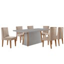 Ver imagem 2 de Mesa de Jantar Diane 180cm Tampo MDF Vidro 6 Cadeiras Safira Moderna Veludo Creme Off White Naturale