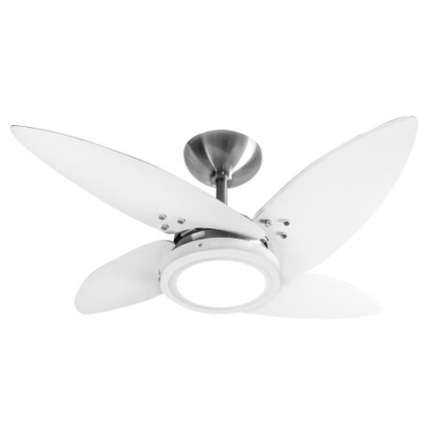 Ventilador Led Paris Alumínio Escovado 4 Pás Brancas 220v