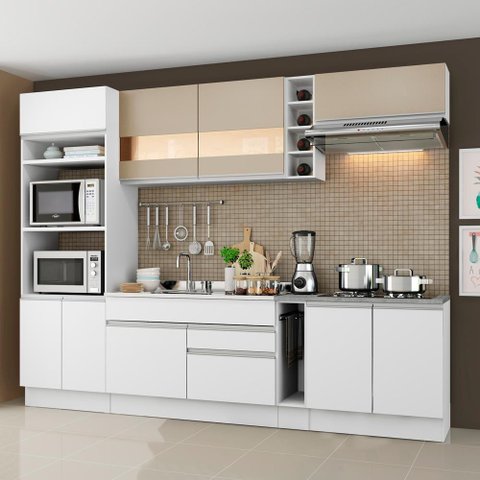 Cozinha Completa Vicenza Armário e Balcão Branco Madesa