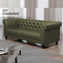 Ver imagem 2 de Sofá Decorativo Sala de Estar Chesterfield 3 Lugares 200cm Couro Fendi - Mozzelar