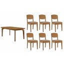 Ver imagem 1 de Sala de Jantar Completa Londrina C/ Tampo Madeirado Canto Curvo 180x90cm e 6 Cadeiras Havana
