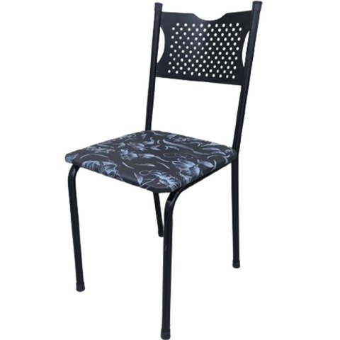 Cadeira para Cozinha Mr Almofadada Estrutura Preto com Assento Floral
