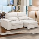 Ver imagem 3 de Sofá Retrátil Reclinável para Sala de Estar Living 210cm Nápoles F04 Bouclê Off White - Lyam Decor