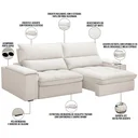 Ver imagem 4 de Sofá Retrátil Reclinável para Sala de Estar Living 210cm Nápoles F04 Bouclê Off White - Lyam Decor