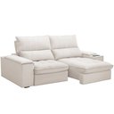 Ver imagem 5 de Sofá Retrátil Reclinável para Sala de Estar Living 210cm Nápoles F04 Bouclê Off White - Lyam Decor
