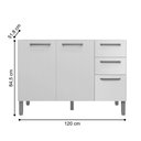Ver imagem 3 de Balcao 3 Portas C/ 2 Gaveteiro 1,20 Mad Firenze C/ Tampo Branco Supremo