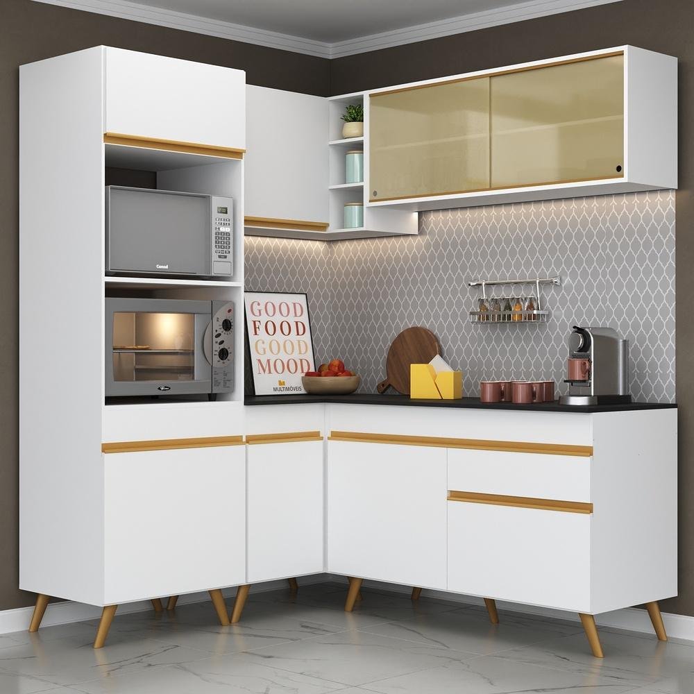 Cozinha Completa de Canto Veneza Gw Multimóveis Mp2063 com Armário e ...